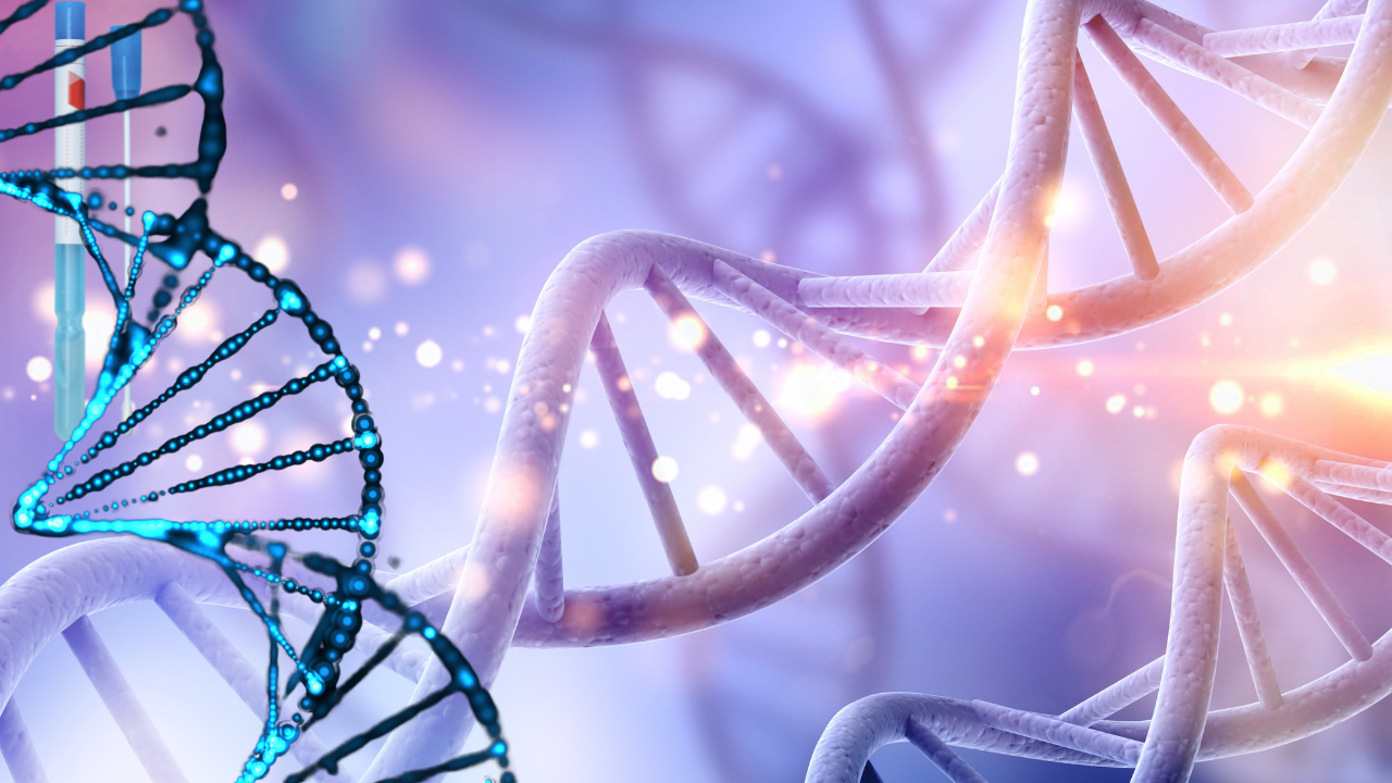 DNA helix close-up — genetics and molecular biology